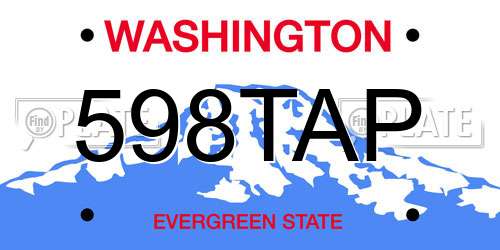 598TAP Washington License Plate