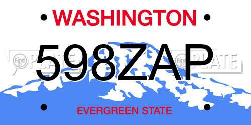598ZAP Washington License Plate