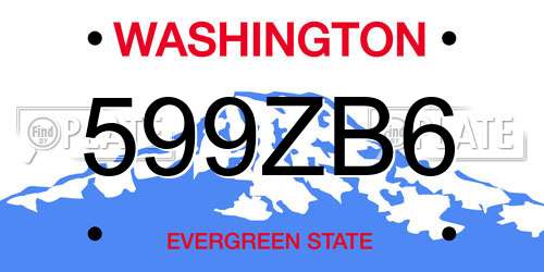 599ZB6 Washington License Plate