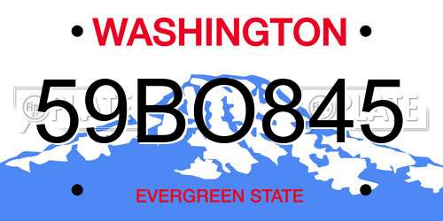 59BO845 Washington License Plate