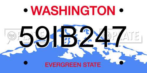 59IB247 Washington License Plate
