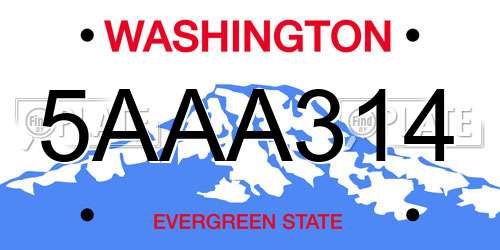 5AAA314 Washington License Plate
