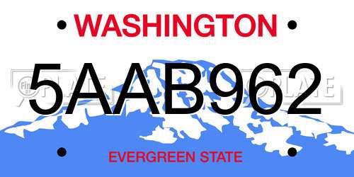 5AAB962 Washington License Plate