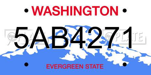 5AB4271 Washington License Plate