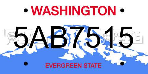 5AB7515 Washington License Plate