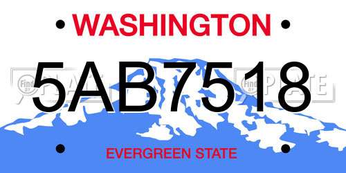 5AB7518 Washington License Plate