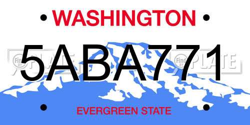 5ABA771 Washington License Plate