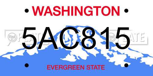 5AC815 Washington License Plate