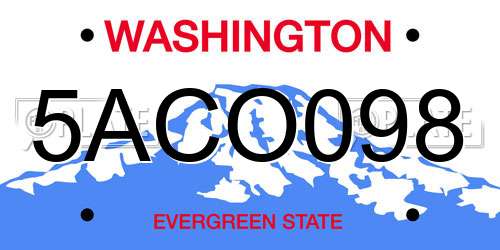 5ACO098 Washington License Plate