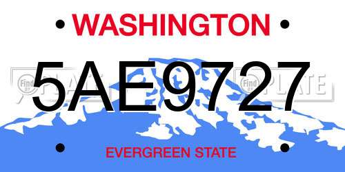 5AE9727 Washington License Plate