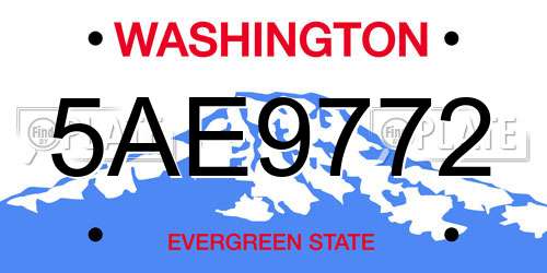 5AE9772 Washington License Plate