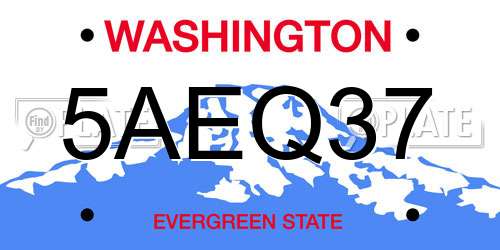 5AEQ37 Washington License Plate