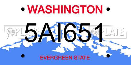 5AI651 Washington License Plate