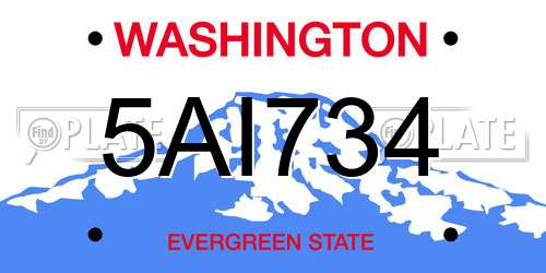 5AI734 Washington License Plate