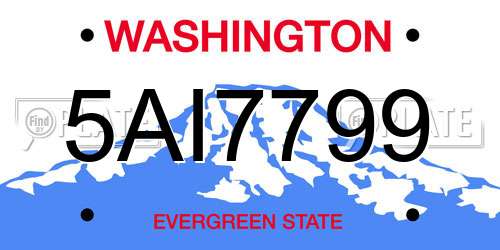 5AI7799 Washington License Plate