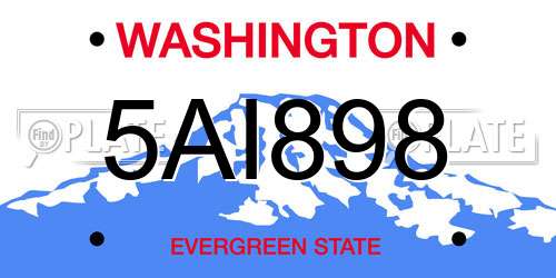 5AI898 Washington License Plate