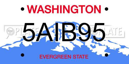 5AIB95 Washington License Plate