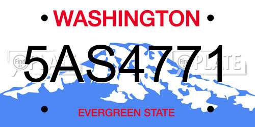 5AS4771 Washington License Plate