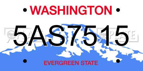 5AS7515 Washington License Plate