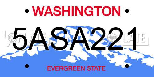 5ASA221 Washington License Plate