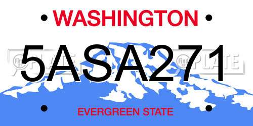 5ASA271 Washington License Plate
