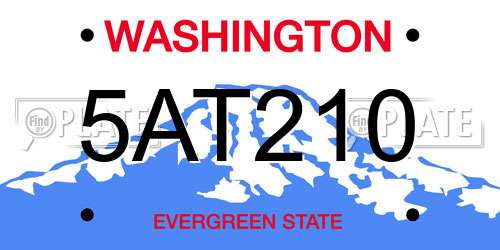 5AT210 Washington License Plate