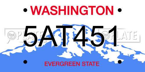 5AT451 Washington License Plate