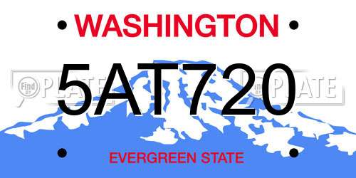 5AT720 Washington License Plate