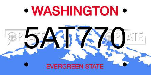 5AT770 Washington License Plate