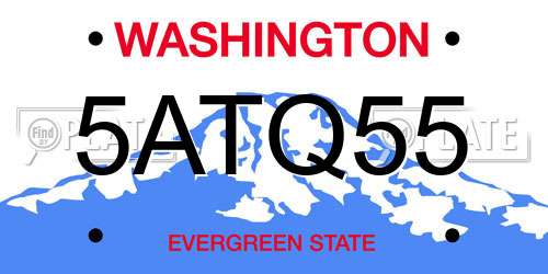 5ATQ55 Washington License Plate