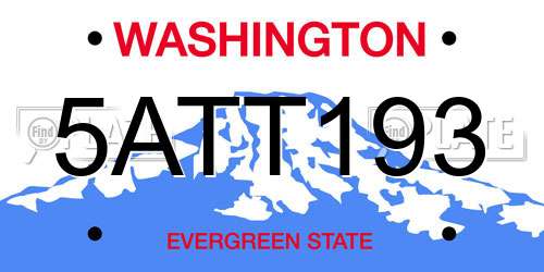 5ATT193 Washington License Plate