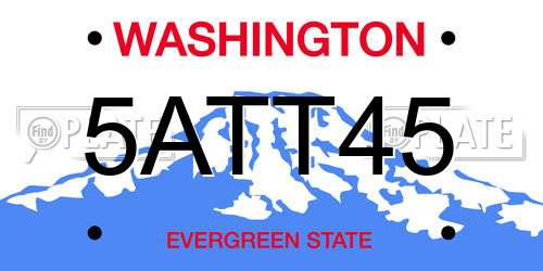 5ATT45 Washington License Plate
