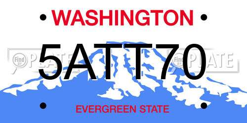 5ATT70 Washington License Plate