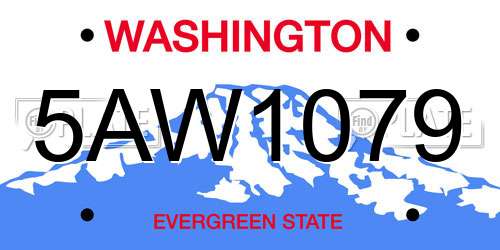 5AW1079 Washington License Plate
