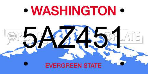 5AZ451 Washington License Plate