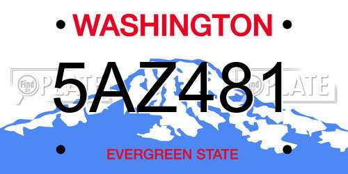 5AZ481 Washington License Plate