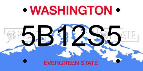 5B12S5 Washington License Plate