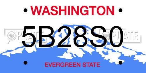 5B28S0 Washington License Plate