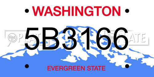 5B3166 Washington License Plate
