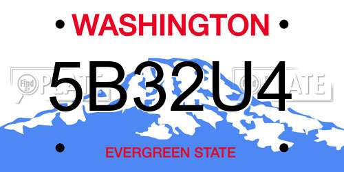 5B32U4 Washington License Plate