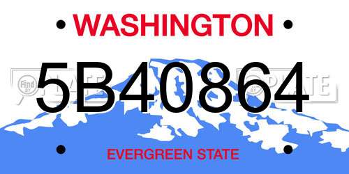 5B40864 Washington License Plate