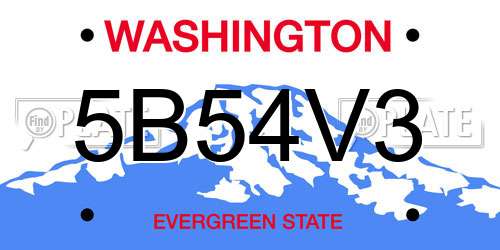 5B54V3 Washington License Plate