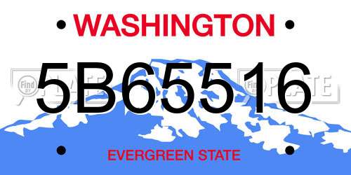 5B65516 Washington License Plate