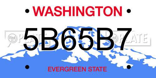 5B65B7 Washington License Plate