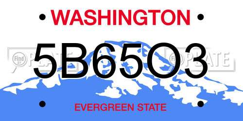 5B65O3 Washington License Plate