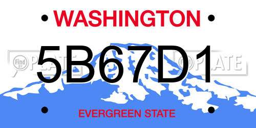 5B67D1 Washington License Plate