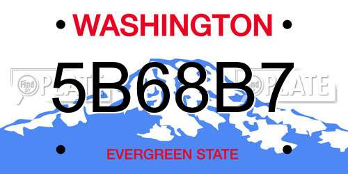 5B68B7 Washington License Plate