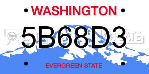 5B68D3 Washington License Plate