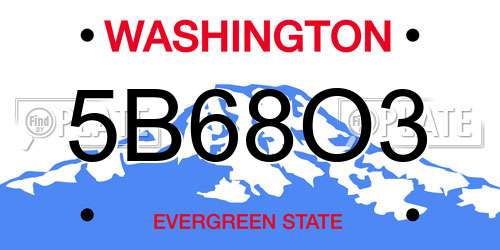 5B68O3 Washington License Plate