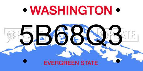 5B68Q3 Washington License Plate